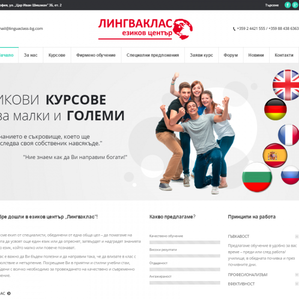 Web sajt za školu stranih jezika, reklamna agencija