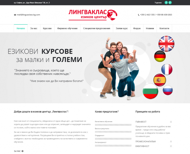 Web sajt za školu stranih jezika, reklamna agencija